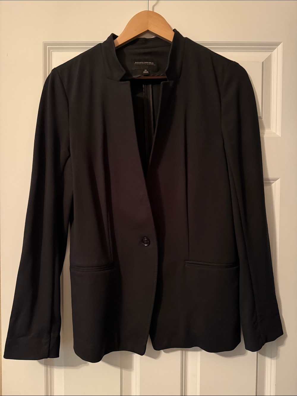 Banana Republic Black Collarless Single-Button Blazer